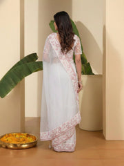 Floral Embroidered Net Saree