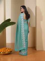 Floral Embroidered Organza Designer Saree