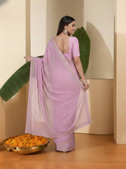 Embellished Embroidered Poly Chiffon Heavy Work Saree
