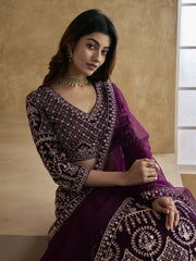 Embroidered Semi-Stitched Lehenga & Unstitched Blouse With Dupatta