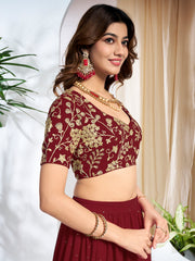 Embroidered Sequinned Semi-Stitched Lehenga & Blouse With Dupatta