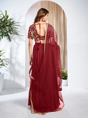 Embroidered Sequinned Semi-Stitched Lehenga & Blouse With Dupatta