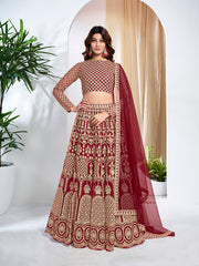 Embroidered Semi-Stitched Lehenga & Blouse With Dupatta