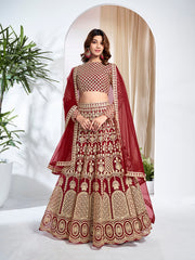 Embroidered Semi-Stitched Lehenga & Blouse With Dupatta
