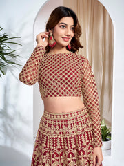 Embroidered Semi-Stitched Lehenga & Blouse With Dupatta