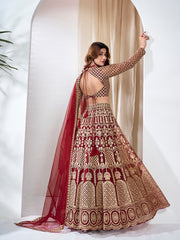 Embroidered Semi-Stitched Lehenga & Blouse With Dupatta