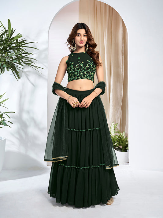 Embroidered Thread Work Ready to Wear Lehenga & Blouse With Dupatta