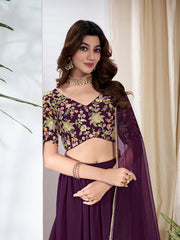 Embroidered Thread Work Ready to Wear Lehenga & Semi-Stitched Blouse With Dupatta