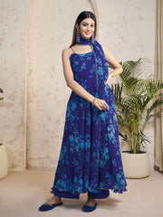 Women Floral Printed Angrakha Kurta with Trousers & With Dupatta