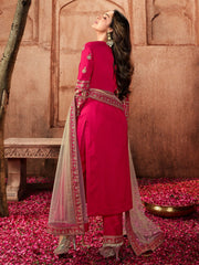 Magenta and Gold Embroidered Kurta Suit