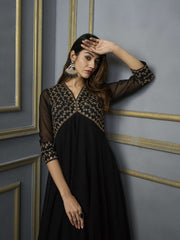 Floral Embroidered V Neck Top With Palazzo Co-Ords
