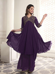 Floral Embroidered V-Neck Tunic With Palazzos