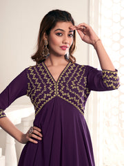 Floral Embroidered V-Neck Tunic With Palazzos