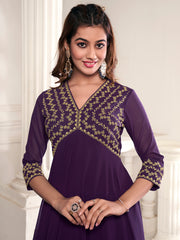 Floral Embroidered V-Neck Tunic With Palazzos