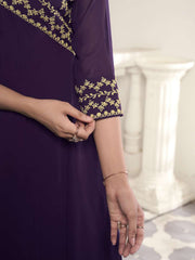 Floral Embroidered V-Neck Tunic With Palazzos