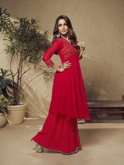 Embroidered V Neck Top With Palazzo