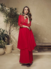 Embroidered V Neck Top With Palazzo