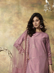 Women Abstract Printed and Sequinned Embroidered Kurta Set with Dupatta
