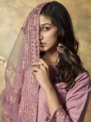 Women Abstract Printed and Sequinned Embroidered Kurta Set with Dupatta