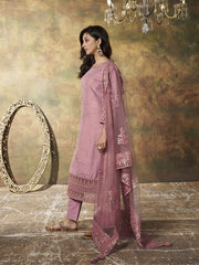 Women Abstract Printed and Sequinned Embroidered Kurta Set with Dupatta
