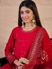 Women Abstract Printed Kurta with Trousers & Dupatta