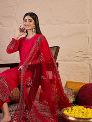 Women Abstract Printed Kurta with Trousers & Dupatta