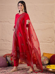 Women Abstract Printed Kurta with Trousers & Dupatta