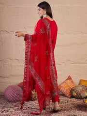 Women Abstract Printed Kurta with Trousers & Dupatta