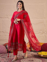 Women Abstract Printed Kurta with Trousers & Dupatta