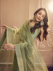 Women Embroidered Regular Sequinned Kurta with Trousers & With Dupatta