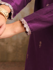 Floral Embroidered Sequinned Straight Kurta With Trousers & Dupatta