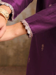 Floral Embroidered Sequinned Straight Kurta With Trousers & Dupatta