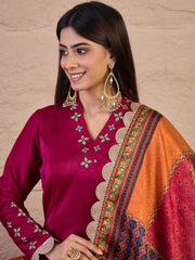 Women Ethnic Motifs Embroidered Anarkali Kurta with Trousers & Dupatta