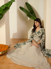 Printed V-Neck Gown Dresses