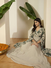 Printed V-Neck Gown Dresses