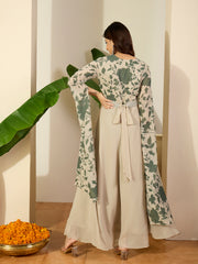 Printed V-Neck Gown Dresses