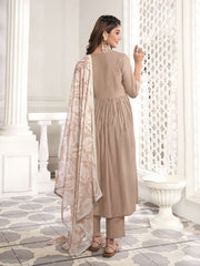 Floral Yoke Design Thread Work Anarkali Kurta & Trousers With Dupatta