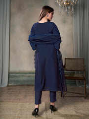 Women Floral Embroidered Regular Thread Work Pure Silk Kurta with Trousers & With Dupatta