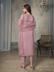 Women Floral Embroidered Regular Thread Work Pure Silk Kurta with Trousers & With Dupatta
