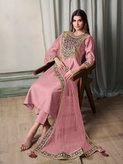 Women Floral Yoke Design Regular Sequinned Kurta with Trousers & With Dupatta