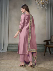 Women Floral Yoke Design Regular Sequinned Kurta with Trousers & With Dupatta