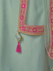 Women Ethnic Motifs Yoke Design Regular Sequinned Kurta with Trousers & With Dupatta