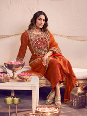 Women Floral Embroidered Regular Thread Work Kurta with Trousers & With Dupatta