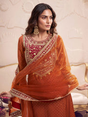 Women Floral Embroidered Regular Thread Work Kurta with Trousers & With Dupatta