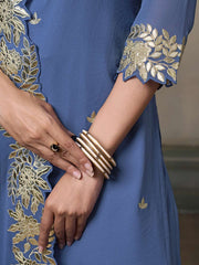 Floral Embroidered Kurta With Palazzos & Dupatta