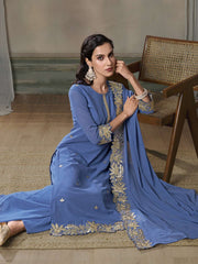 Floral Embroidered Kurta With Palazzos & Dupatta