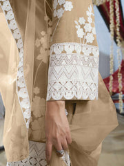 Floral Embroidered Round Neck Thread Work Straight Kurta & Trousers With Dupatta