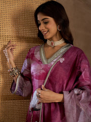 Women Floral Print Regular Linen Kurta Sets With Dupatta