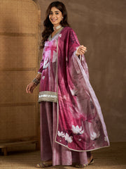 Women Floral Print Regular Linen Kurta Sets With Dupatta
