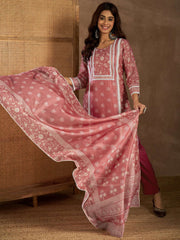 Women Floral Printed Gotta Patti Kurta with Trousers & Dupatta Kurta Sets